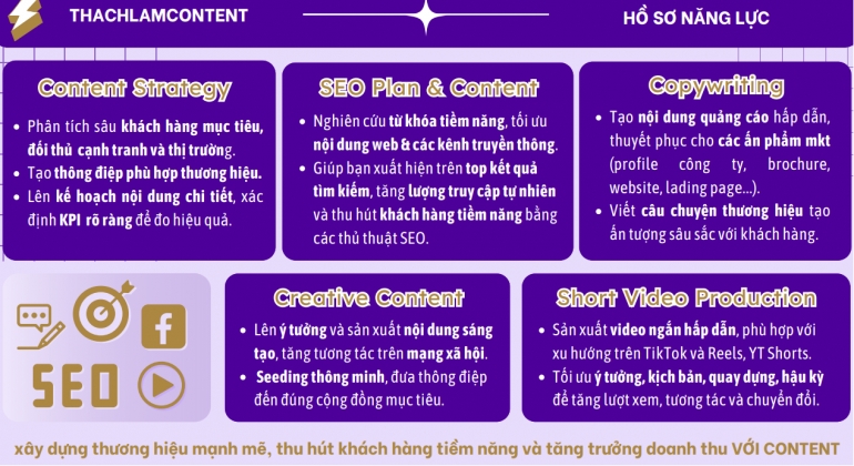 G&oacute;i Content Đa K&ecirc;nh Ti&ecirc;u Chuẩn (10 b&agrave;i SEO + 10 post Fanpage + 10 video TikTok: giao trong v&ograve;ng 4 tuần). Gi&aacute; đ&atilde; tối ưu theo mức ng&acirc;n s&aacute;ch Content Marketing cho SME & startup.