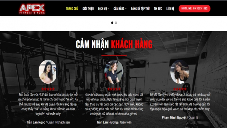 Thiết kế website ph&ograve;ng Gym
