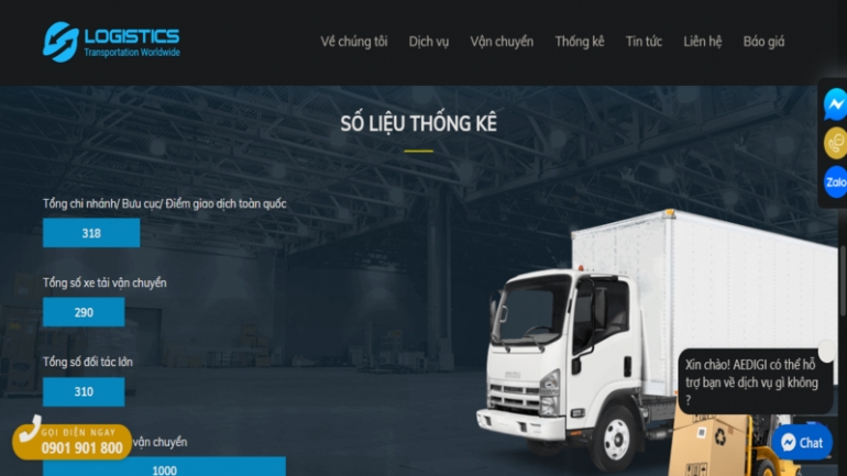 Thiết kế giao diện website vận tải, vận chuyển