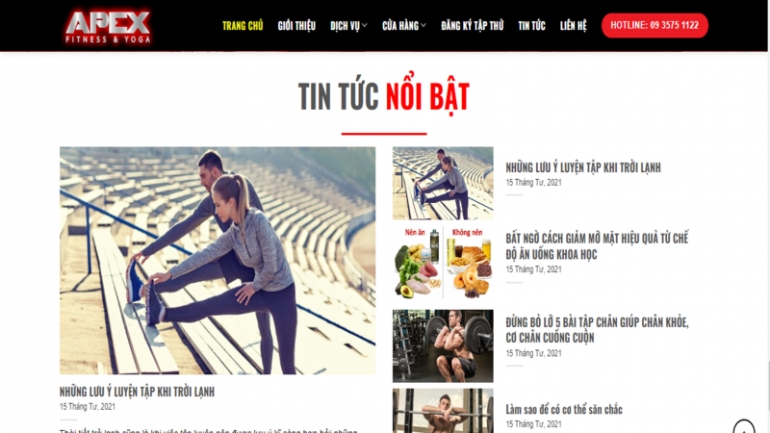 Thiết kế website ph&ograve;ng Gym