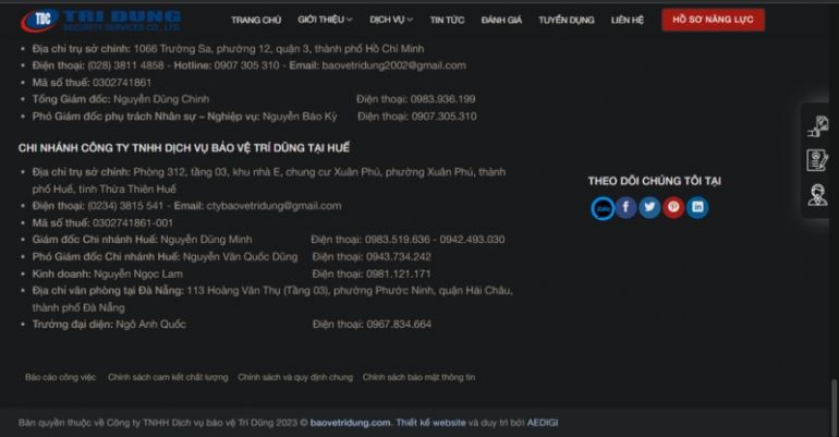 Thiết kế giao diện website c&ocirc;ng ty bảo vệ
