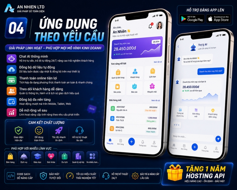Lập tr&igrave;nh ứng dụng mobile theo y&ecirc;u cầu chuẩn hiện đại