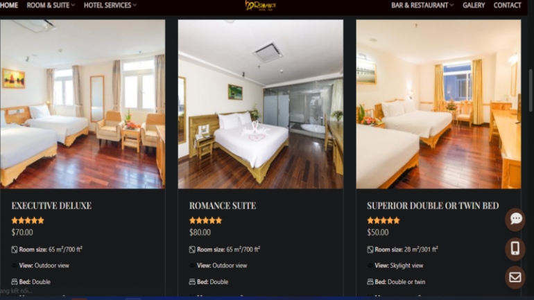 Thiết kế website Kh&aacute;ch sạn