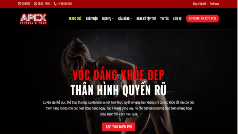 Thiết kế website ph&ograve;ng Gym