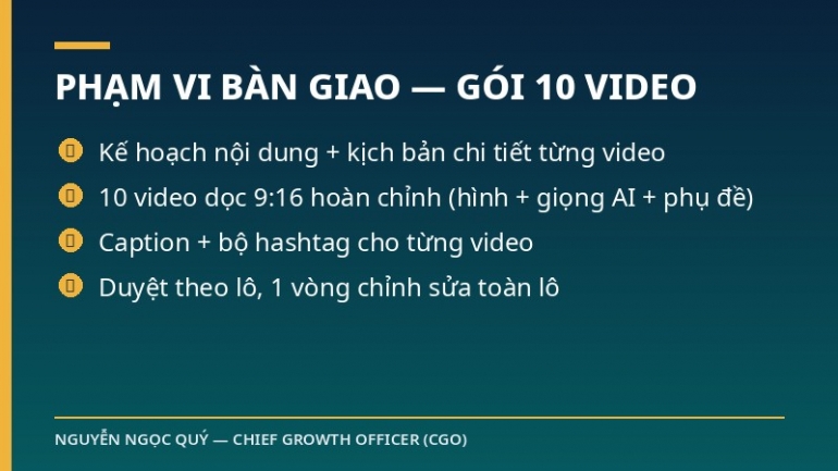 Sản xuất video marketing ngắn số lượng lớn &mdash; g&oacute;i 10 video TikTok/Reels/Shorts trọn g&oacute;i kịch bản + dựng + caption