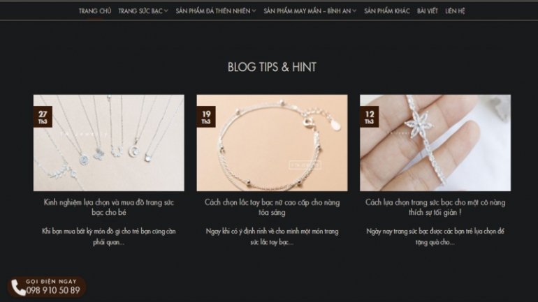 Thiết kế giao diện website b&aacute;n h&agrave;ng trang sức, phụ kiện, đồng hồ