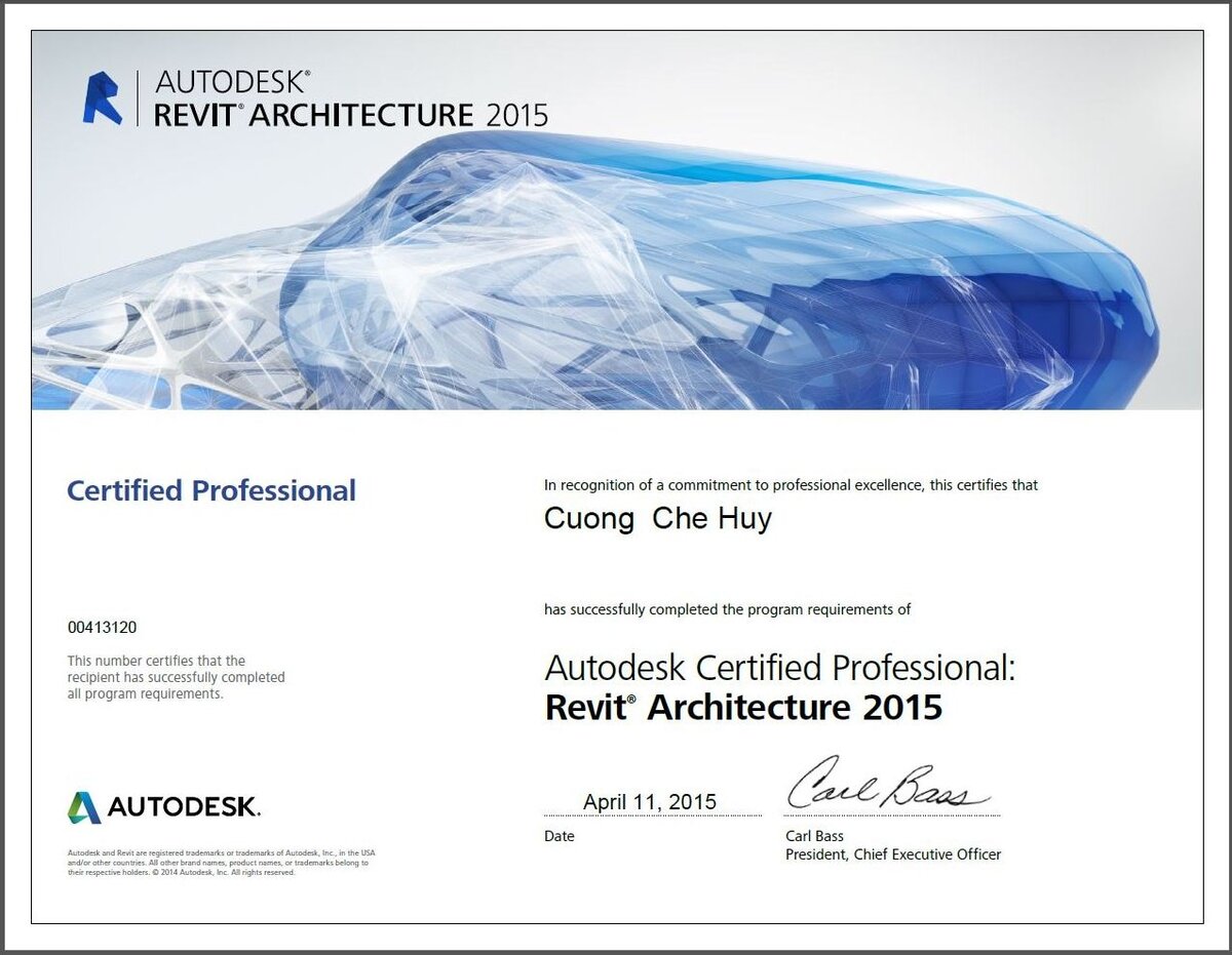 Autodesk REVIT Architecture 2015 Certificate.JPG