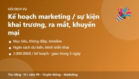 Kế hoạch marketing & sự kiện khai trương, ra mắt sản phẩm, khuyến mại
